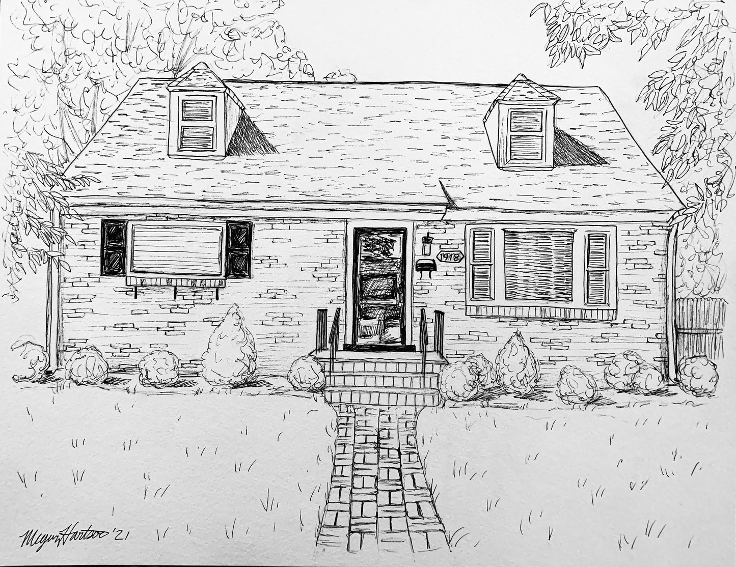 Custom House Portrait (black and white)