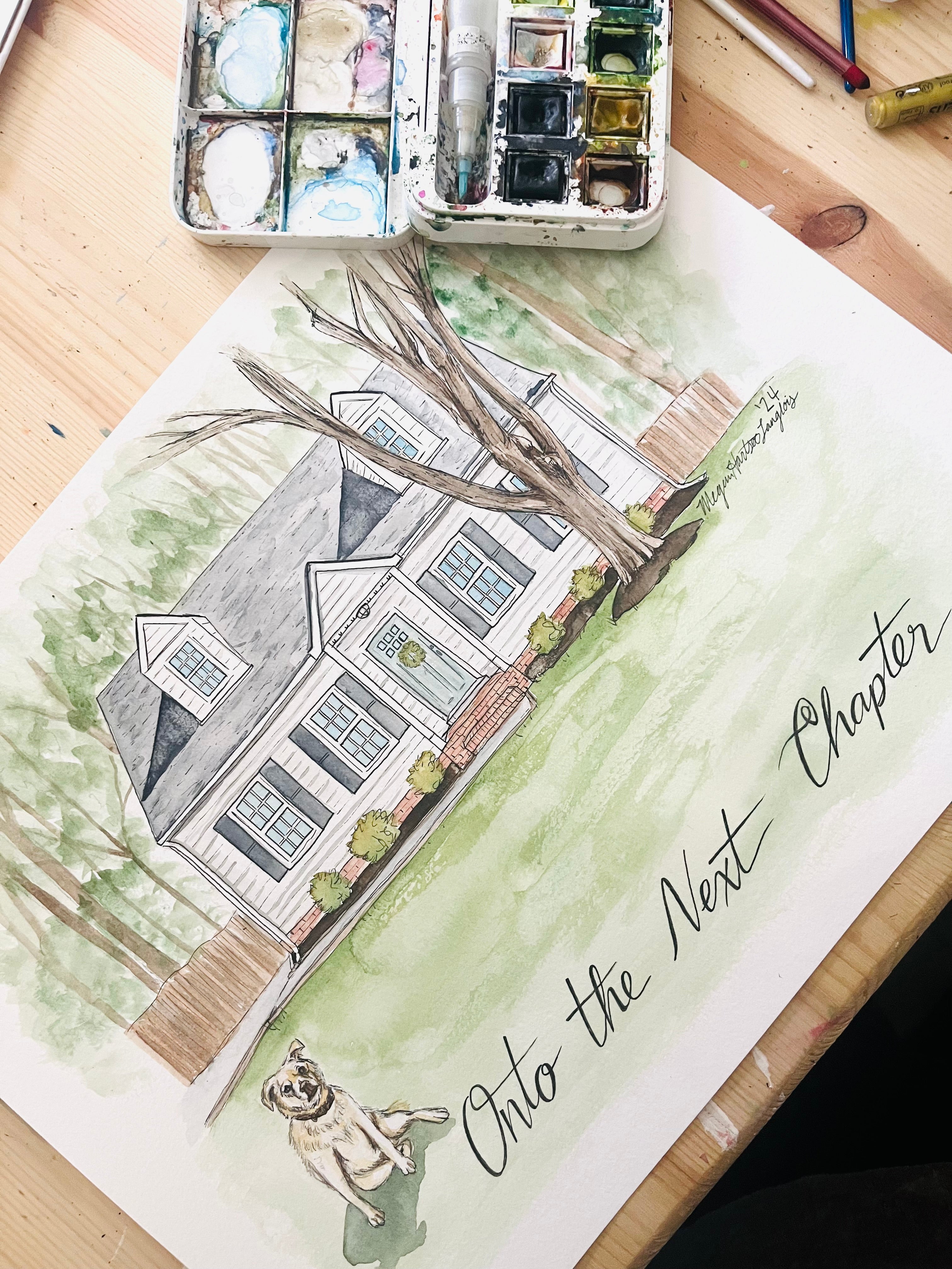 Custom House/Venue Portrait (watercolor, black and white, or digital)