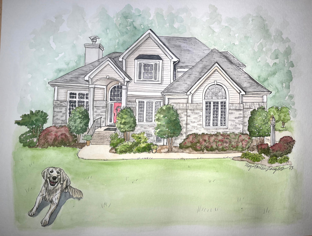 Custom House/Venue Portrait (watercolor, black and white, or digital)