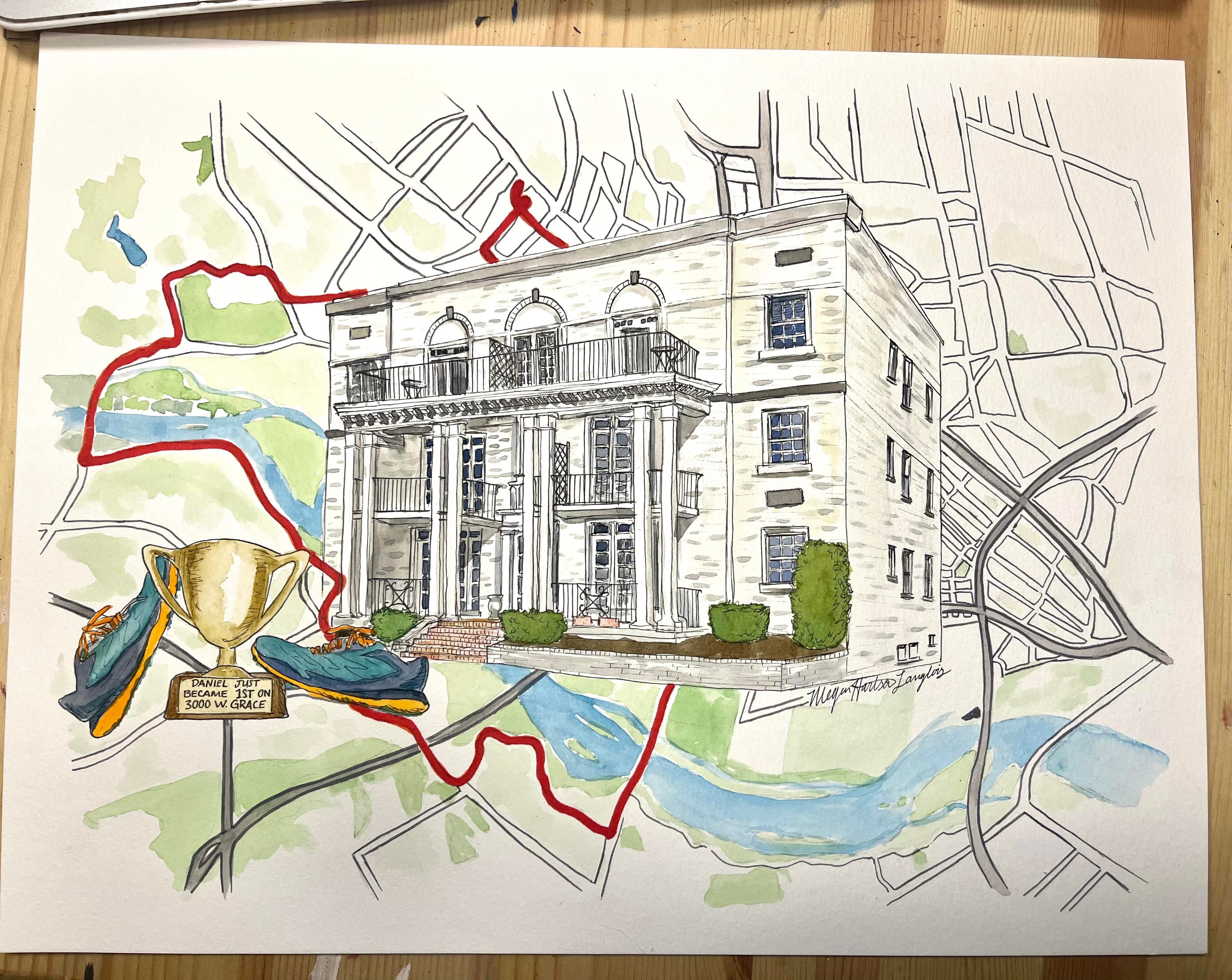 Custom House/Venue Portrait (watercolor, black and white, or digital)