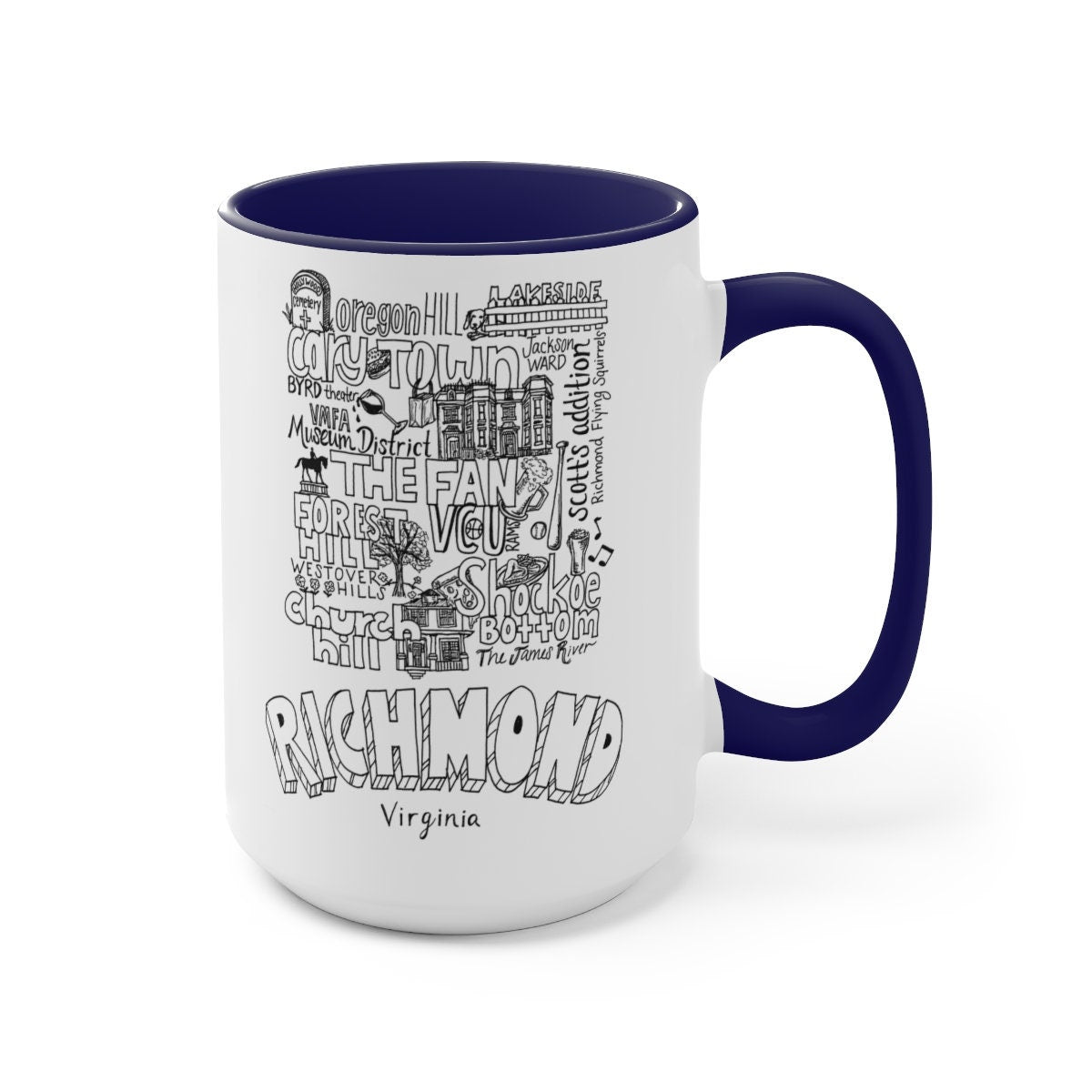 RVA neighborhoods Two-Tone Coffee Mugs, 15oz