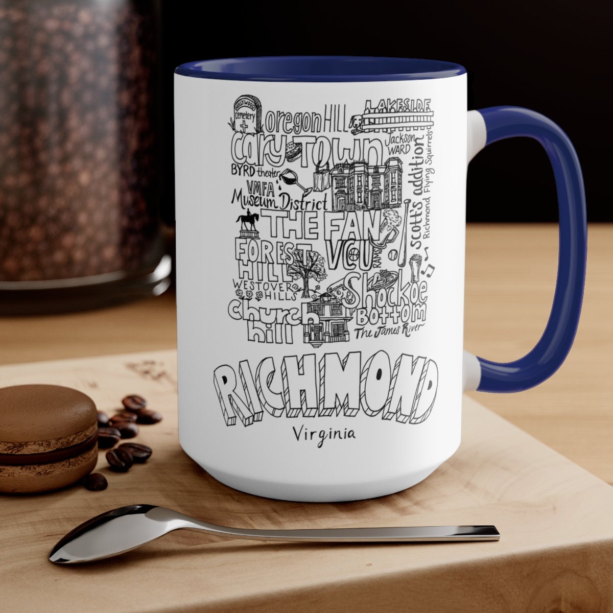 RVA neighborhoods Two-Tone Coffee Mugs, 15oz