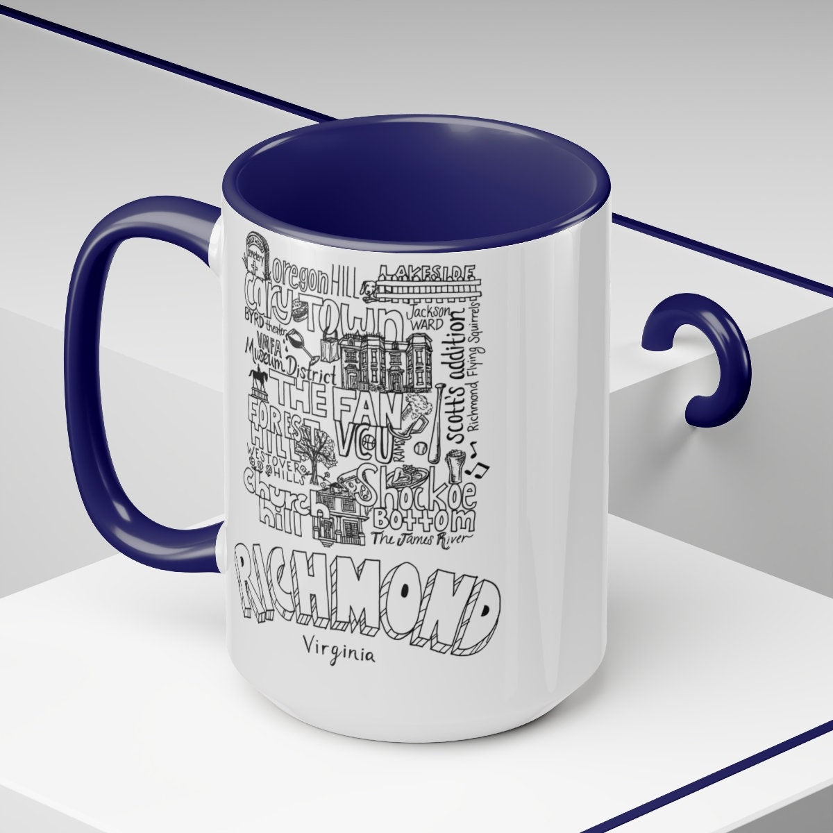 RVA neighborhoods Two-Tone Coffee Mugs, 15oz